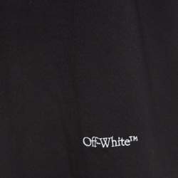 Pre Owned Off-White Black Embroidered Cotton Crew Neck T-Shirt XS