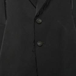 Pre Owned Off-White Black Wool Blend Cut-Out Detail Oversized Jacket L