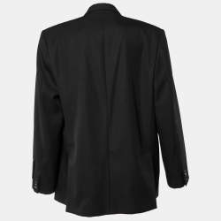 Pre Owned Off-White Black Wool Blend Cut-Out Detail Oversized Jacket L