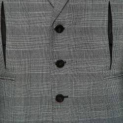 Off-White Black Checked Cotton & Wool Cut-Out Detail Oversized Jacket M