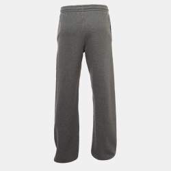 Pre Owned Off-White Grey Logo Print Cotton Drawstring  Joggers L