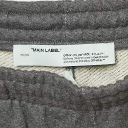 Pre Owned Off-White Grey Logo Print Cotton Drawstring  Joggers L