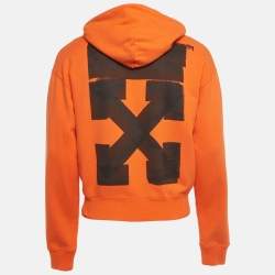 Off-White Orange Jumbo Arrow Printed Cotton Hoodie XS