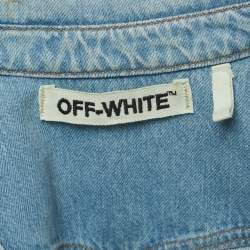 Off-White Blue Washed Print Denim Button Front Shirt M