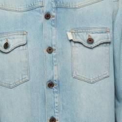 Off-White Blue Washed Print Denim Button Front Shirt M