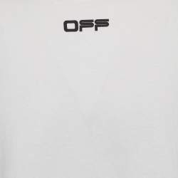 Off-White White Airport Tape print Cotton Half Sleeve T-Shirt S