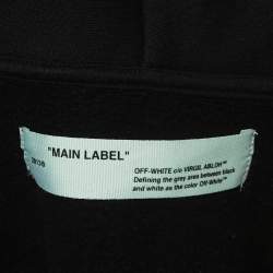 Pre Owned Off-White Black Logo Print Cotton knit Zip Front Hooded Jacket L