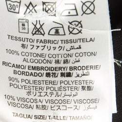 Pre Owned Off-White Black Leaf Embroidered Cotton Crew Neck T-Shirt M