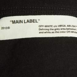 Pre Owned Off-White Black Leaf Embroidered Cotton Crew Neck T-Shirt M
