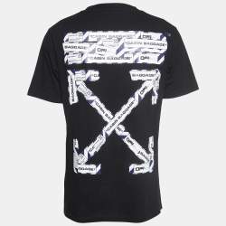 Pre Owned Off-White Black Airport Tape Arrow Print Cotton Crew Neck T-Shirt M 