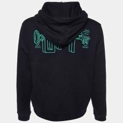 Pre Owned Off-White Black Cotton Universal Key Embroidered Hoodie M