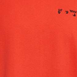 Pre Owned Off-White Red Logo Embroidered Cotton T-Shirt XL
