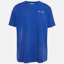 Off-White Blue Logo Print Cotton T-Shirt XL