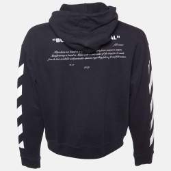 Pre Owned Off-White Black Diagonal Bernini Cotton Hooded Sweatshirt L