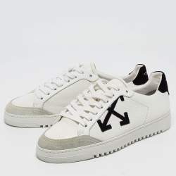 Off-White Grey/White Leather and Suede Low Top Sneakers Size 39