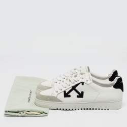 Off-White Grey/White Leather and Suede Low Top Sneakers Size 39