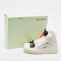 Off-White White Leather and Canvas  3.0 Off Court Sneakers Size 43