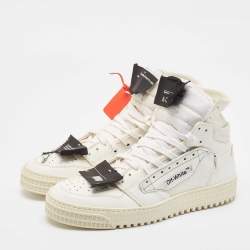 Off-White White Leather and Canvas  3.0 Off Court Sneakers Size 43
