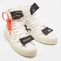 Off-White White Leather and Canvas  3.0 Off Court Sneakers Size 43