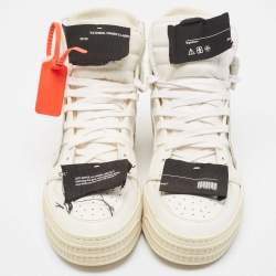 Off-White White Leather and Canvas  3.0 Off Court Sneakers Size 43