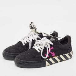 Off-White Black Canvas Vulcanized Low Top Sneakers Size 40