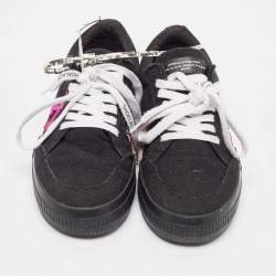 Off-White Black Canvas Vulcanized Low Top Sneakers Size 40