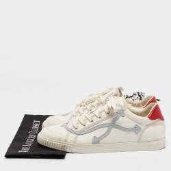 Off-White White/Red Canvas and Leather Vulcanised Sneakers Size 45