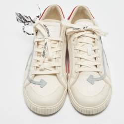 Off-White White/Red Canvas and Leather Vulcanised Sneakers Size 45