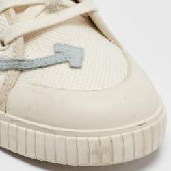 Off-White White/Red Canvas and Leather Vulcanised Sneakers Size 45