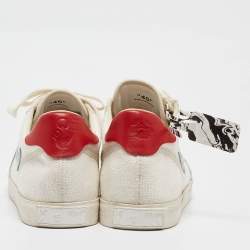 Off-White White/Red Canvas and Leather Vulcanised Sneakers Size 45