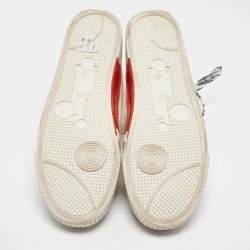 Off-White White/Red Canvas and Leather Vulcanised Sneakers Size 45