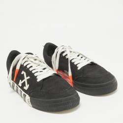 Off-White Black Canvas Vulcanized Lace Up Sneakers Size 42