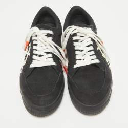 Off-White Black Canvas Vulcanized Lace Up Sneakers Size 42