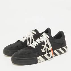 Off-White Black Canvas Vulcanized Lace Up Sneakers Size 42