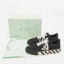 Off-White Black Canvas Vulcanized Lace Up Sneakers Size 42