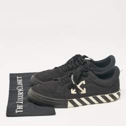 Off-White Black Canvas Vulcanised Lace Up Sneakers Size 47