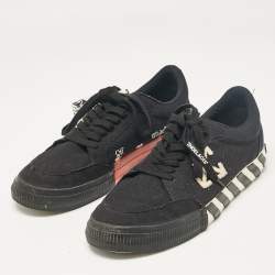 Off-White Black Canvas Vulcanised Lace Up Sneakers Size 47