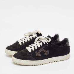 Off-White Black Leather and Suede Vulcanized Sneakers Size 41