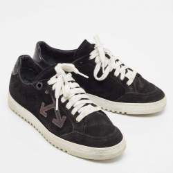 Off-White Black Leather and Suede Vulcanized Sneakers Size 41