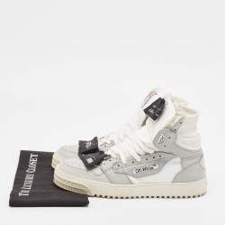 Pre Owned Off-White Grey/White Leather and Canvas Off Court 3.0 Sneakers Size 43