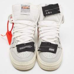 Pre Owned Off-White Grey/White Leather and Canvas Off Court 3.0 Sneakers Size 43
