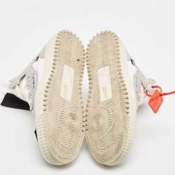 Pre Owned Off-White Grey/White Leather and Canvas Off Court 3.0 Sneakers Size 43