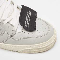 Pre Owned Off-White Grey/White Leather and Canvas Off Court 3.0 Sneakers Size 43