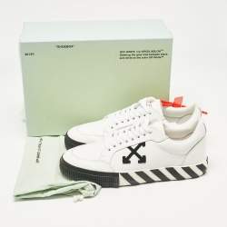 Off-White White/Black Leather Vulcanized Low Top Sneakers Size 41