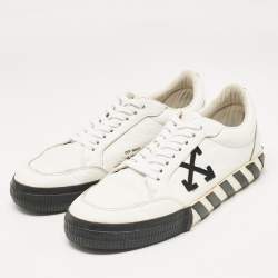 Off-White White Leather Vulcanized Lace Up Sneakers Size 44