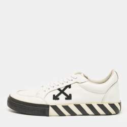 Off-White White Leather Vulcanized Lace Up Sneakers Size 44