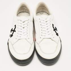 Off-White White Leather Vulcanized Lace Up Sneakers Size 44