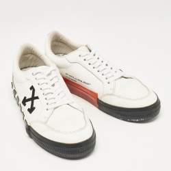 Off-White White Leather Vulcanized Lace Up Sneakers Size 44