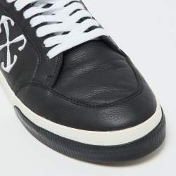 Off-White Black Leather Vulcanized Low Top Sneakers Size 44