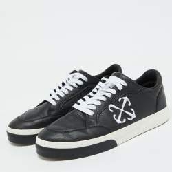 Off-White Black Leather Vulcanized Low Top Sneakers Size 44